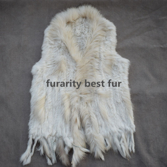 Real Genuine Natural Rabbit Female Women Fur Coat Vest