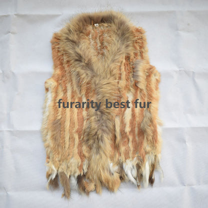 Real Genuine Natural Rabbit Female Women Fur Coat Vest