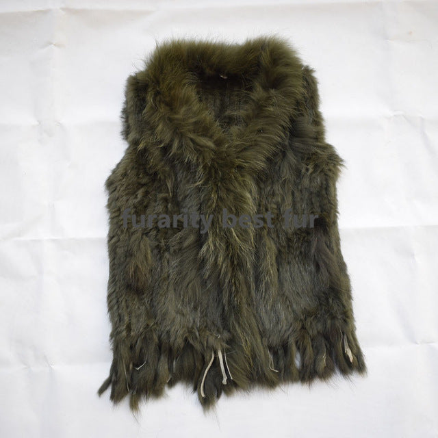 Real Genuine Natural Rabbit Female Women Fur Coat Vest