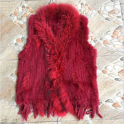 Real Genuine Natural Rabbit Female Women Fur Coat Vest