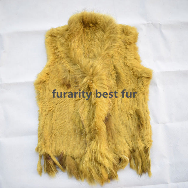 Real Genuine Natural Rabbit Female Women Fur Coat Vest