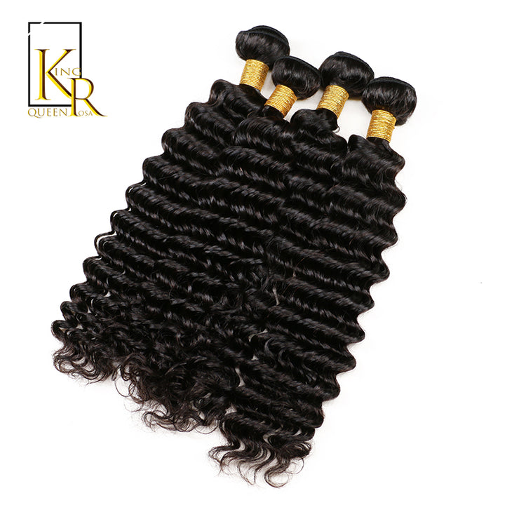 Brazilian Deep Wave Human Hair Weave Bundles Non Remy