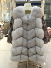 SQXR FUR 100% Real Fox Fur Vest Natural Whole Fox Fur Vest