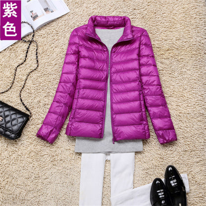 White duck down jacket/femininity Stand collar Large size