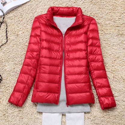 White duck down jacket/femininity Stand collar Large size