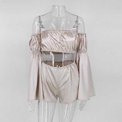 Fuedage 2017 New Ladies Strapless Sexy Two Piece Set