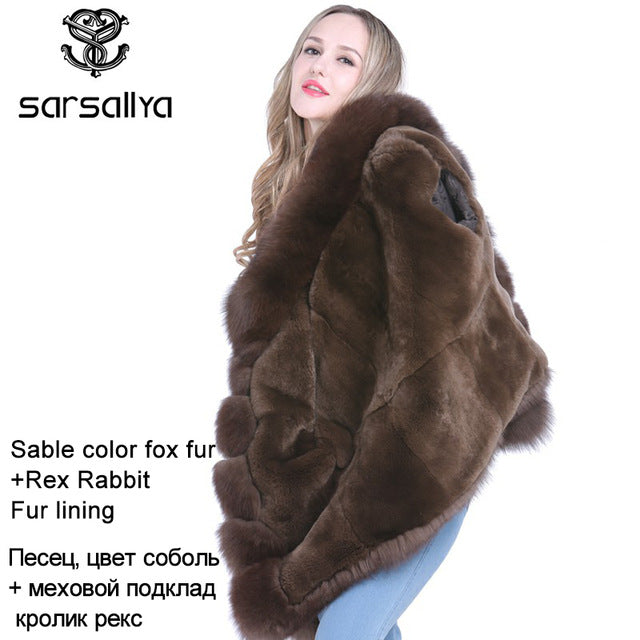 Women's Fox Fur coat parka Rex Rabbit