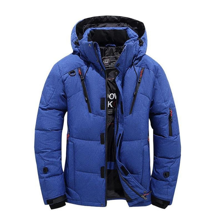 Men Winter Warm Duck Down Jacket Ski Jacket Snow Hooded Coat Climbing Oversize Tops