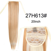 Leeons 20&#39;&#39; Synthetic Ponytail Hair pieces Heat Resistant Fiber Straight Ribbon Clip In Hair Extension 21 colors Brown Black