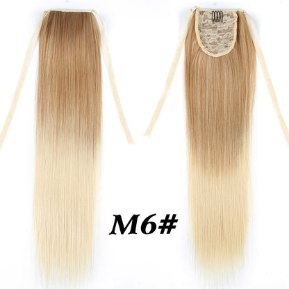Leeons 20&#39;&#39; Synthetic Ponytail Hair pieces Heat Resistant Fiber Straight Ribbon Clip In Hair Extension 21 colors Brown Black